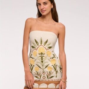 Abercrombie & Fitch Strapless Dress with Yellow Floral Design